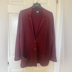 Lands End sweater blazer, wine colored, size L